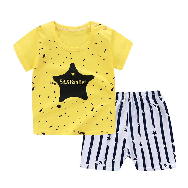 Хлопковые детские комплекты Одежда для маленьких мальчиков комплекты детской одежды летняя одежда для маленьких девочек Футболка с милым Китом+ шорты - Цвет: Style 32