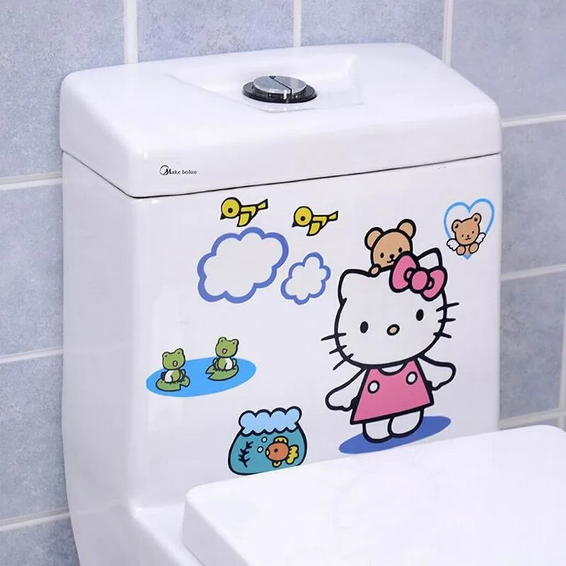 Милый рисунок «Hello Kitty» медведь курица стикер для туалета, ванной комнаты настенный Стикеры s домашний декор наклейка на стену