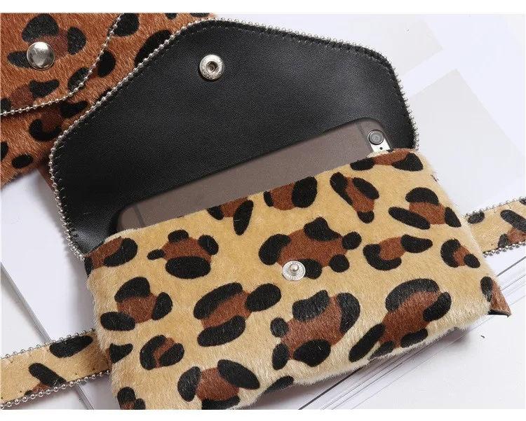 leopardo saco de cintura moda rebites cinto