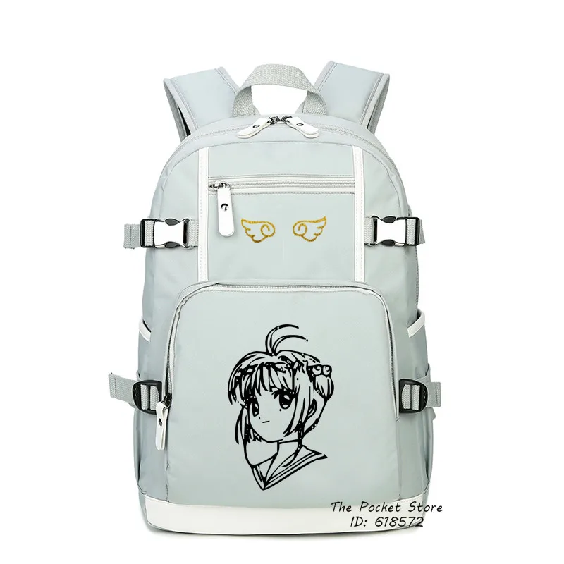Mochila estampada SAKURA Captor de tarjetas de alta calidad Mochila de lona Sakura Mochila escolar Lolita Mochila femenina para mujer Mochila estampada SAKURA Captor de tarjetas de alta calidad Mochila de lona Sakura Mochila escolar Lolita Mochila femenina para mujer