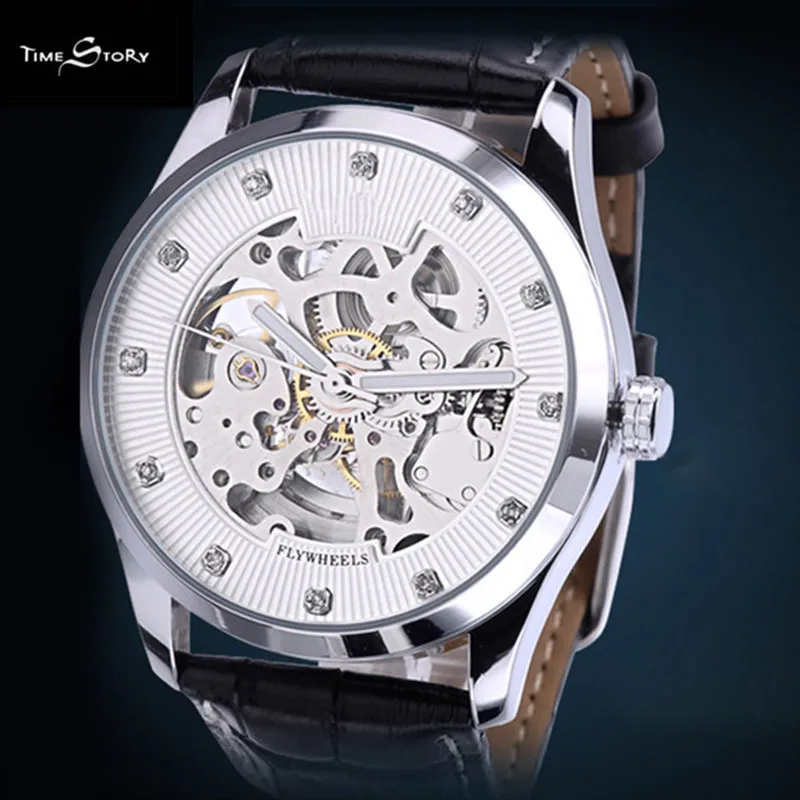 2016 Men s Watch Men Business Wrist Watches Automatic Self Wind Mechanical Hollow Watch Genuine Leather