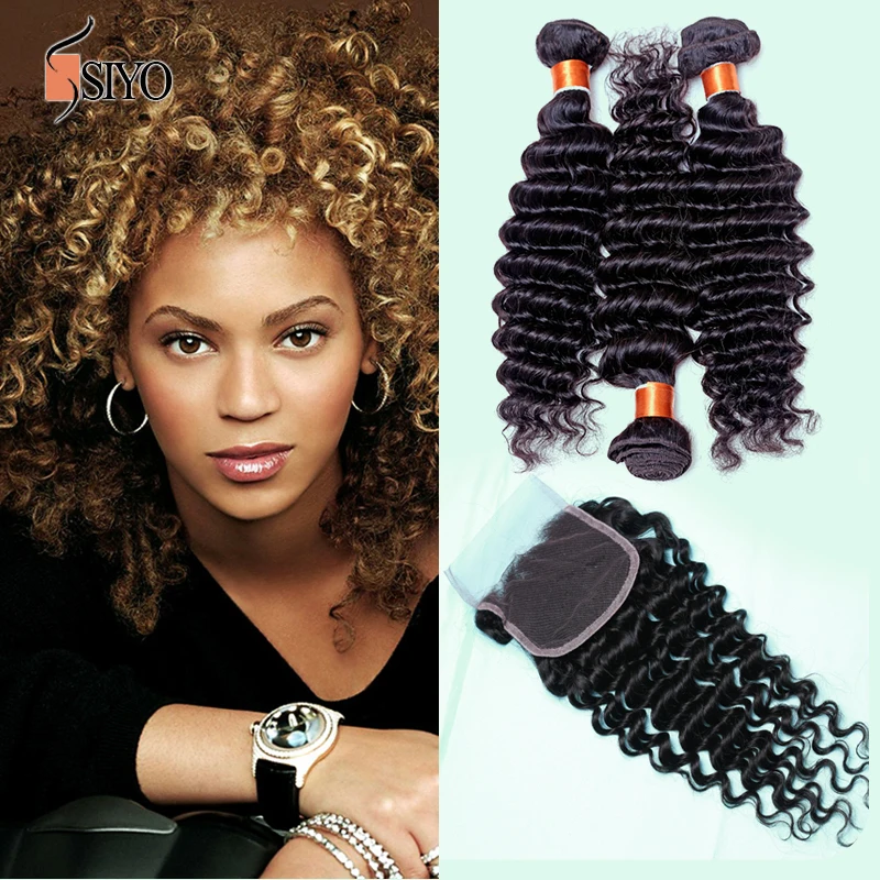 7a Brazilian Deep Wave With Lace Closure Wet And Wavy Human Hair