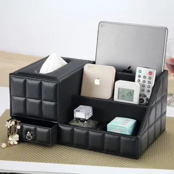 

European Square Tissue Box Napkin Holder Multi Functional PU Leather Desktop Paper Storage Box Table Decoration Wipes Case 6ZJ55