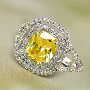 

YaYI Fashion Women Jewelry Ring Yellow CZ Silver Color Engagement Rings wedding Rings Party Rings Gift