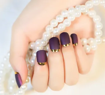 

New French Manicure False Nail Fake Nail Art Sticker 24pcs/set with glue free shipping