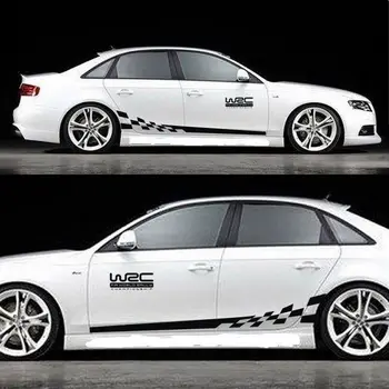 

Rainfun 2pcs Cars Stickers and Decals WRC Door Side Sticker with Gird Pattern Car Body Stickers Auto Race Check Flag Car Vinyl