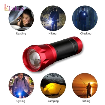 

Mini Aluminum Waterproof Zoomable Led Flashlight Torch Tactical light Adjustable focus LED Lantern 3 AAA Lighting with Tail Rope