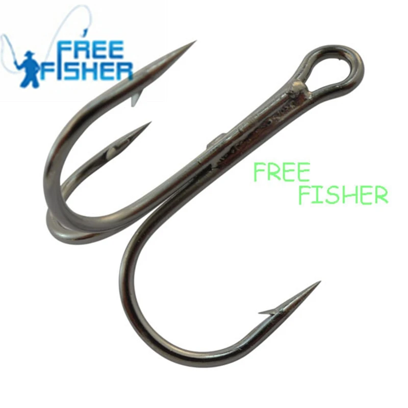 6 100 pcs/set Fishing Hooks Kit Round Bent High Carbon Steel Treble