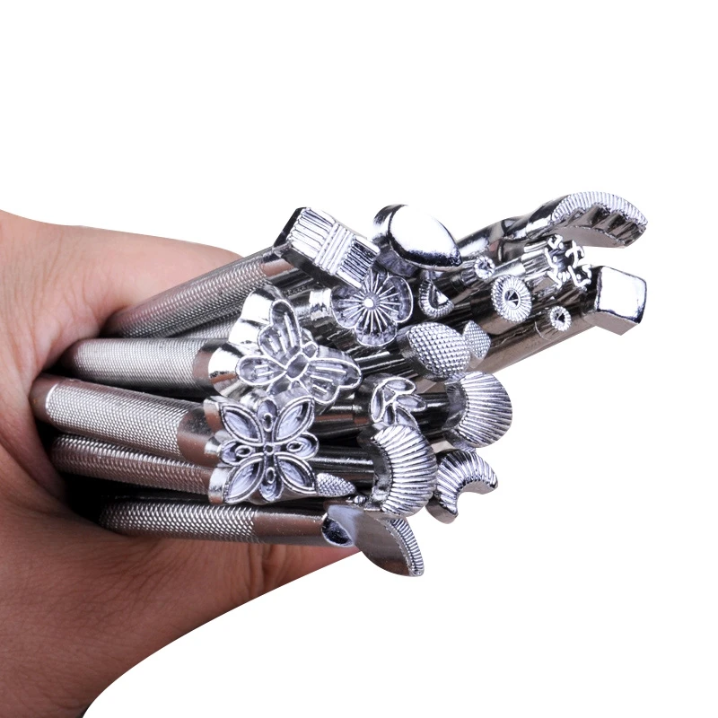 New 1Set(20Pcs)Leather Carving Hand Working Saddle Making Tools Engraving Craft Set Leather Printing Leathercraft for Ba | Дом и сад