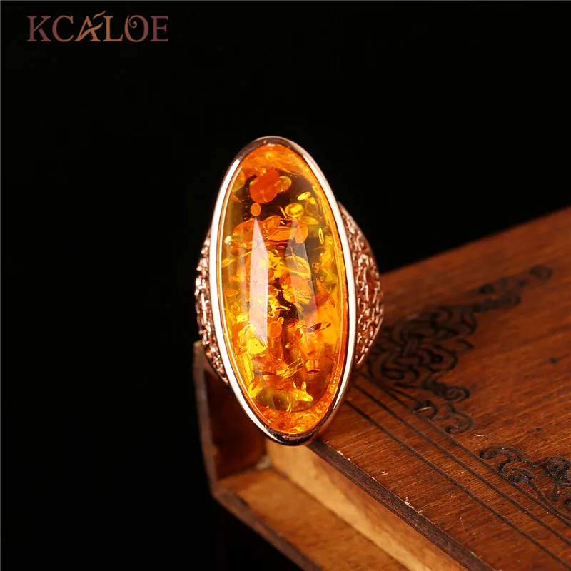 KCALOE Black Big Stone Ring Aneis Feminino Vintage Retro Silver Color Long Anniversary Engagement Rings Fashion Women Jewelry