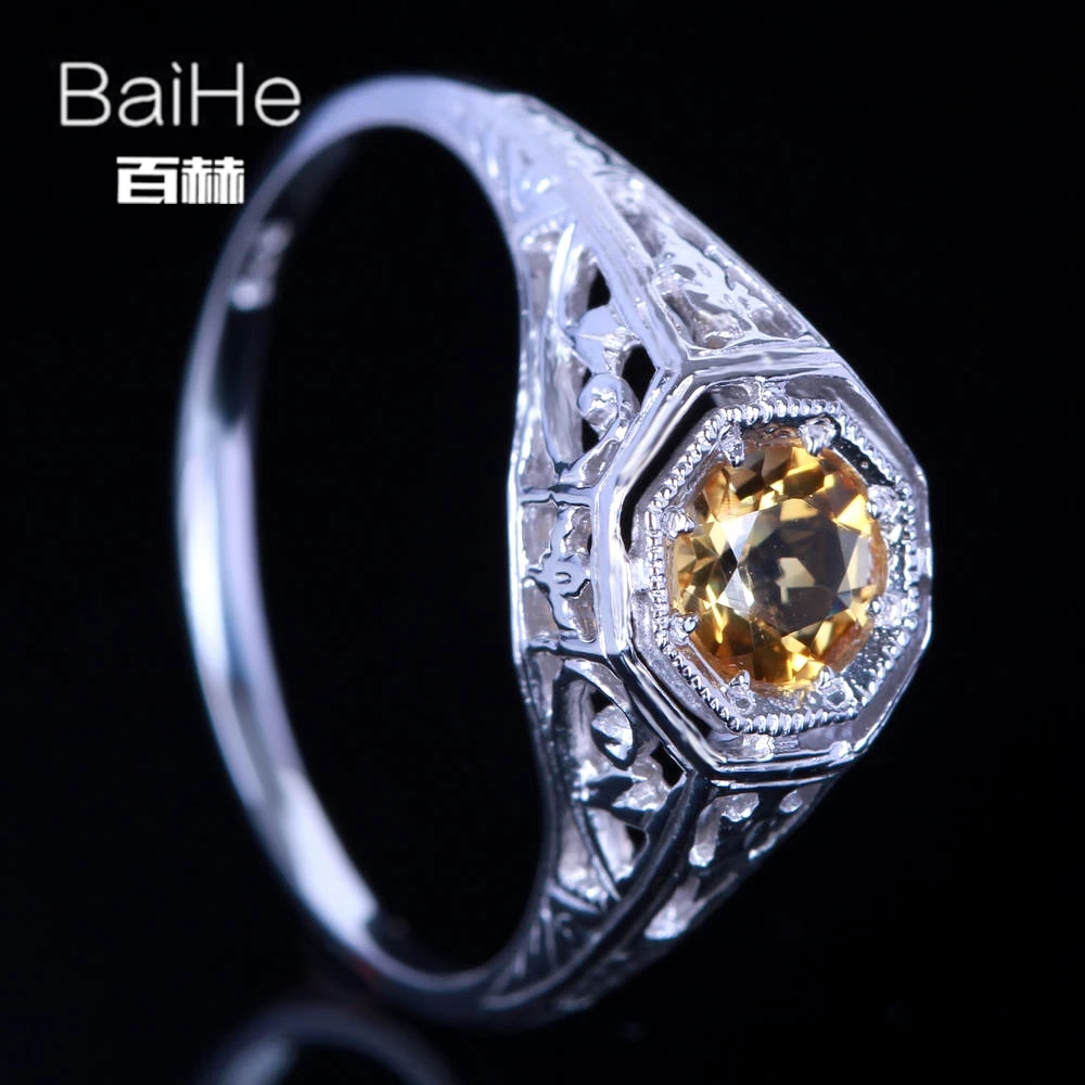 BAIHE Стерлинговое Серебро 925 пробы 0.92ct желтый безупречный круглый настоящий