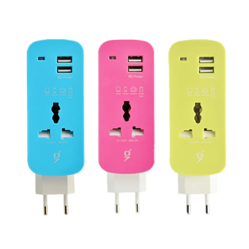 

30pcs Power Strip EU Plug 1.5m 5ft Cable Wall Multiple Socket Portable 2 USB Port For Mobile Phones Smartphone Tablets