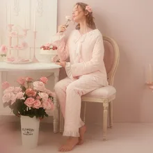 Новинка года, зимняя Хлопковая пижама принцессы, женская зимняя розовая пижама, комплект с длинными штанами, домашние Ночные сорочки