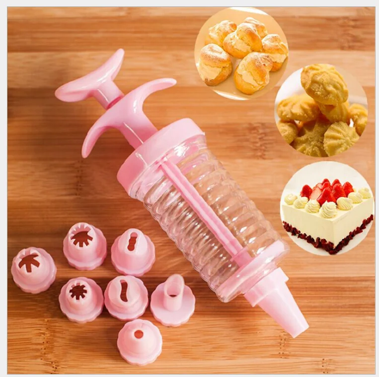 ABS Pink Baking Tools Decorating Gun Kit Multipurpose Cake Butter