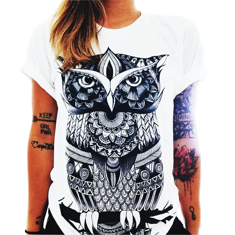 S-2XL Summer Casual Womens Clothing Fashion Vogue T Shirts Loose Punk Tops Tees Cartoon Fun Harajuku Print Female White T-shirt