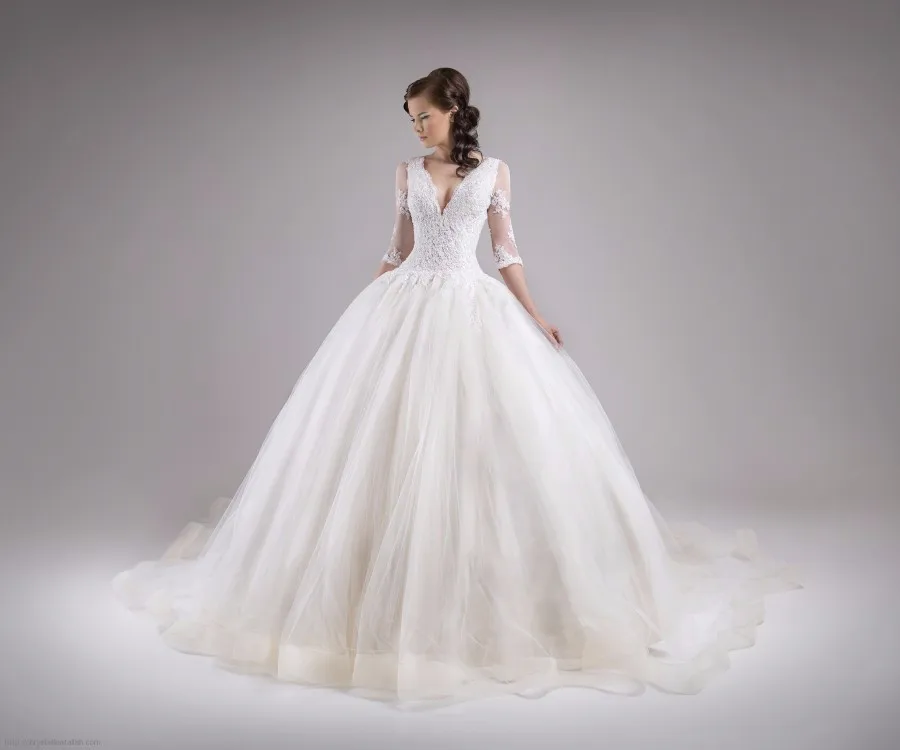 

Fashionable Backless vestido de noiva 2018 lace sleeve Princess bridal Ball Gown Organza 2018 mother of the bride dresses