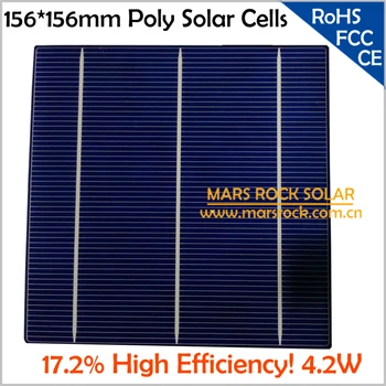 

100pcs 4.2W 0.5V 6x6 Polycrystalline Solar Cells with 3 Busbar,17.2% Efficiency, Uniform Color,UPS,DHL,Fedex, EMS Fee Shipping