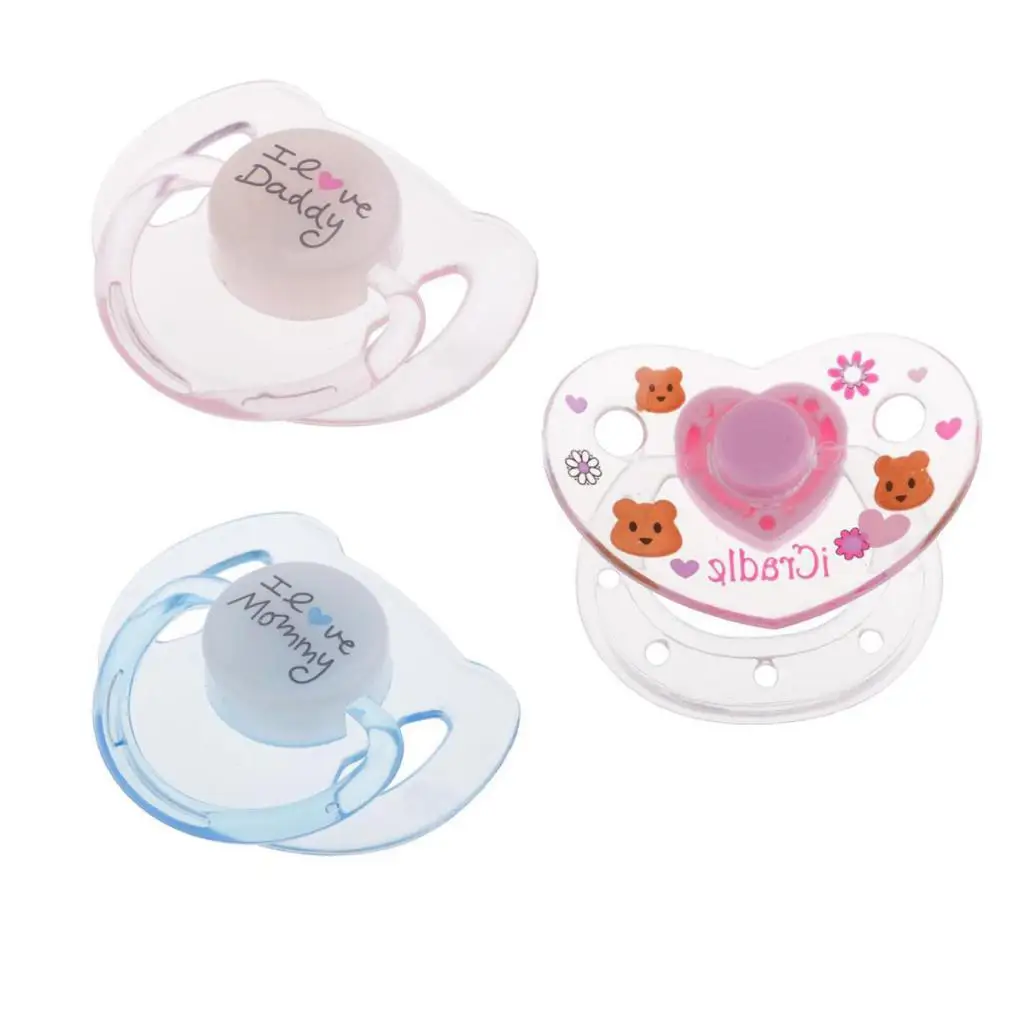 3pcs Cartoon Dummy Magnet Pacifier Baby Doll Supplies For Reborn Girl Doll