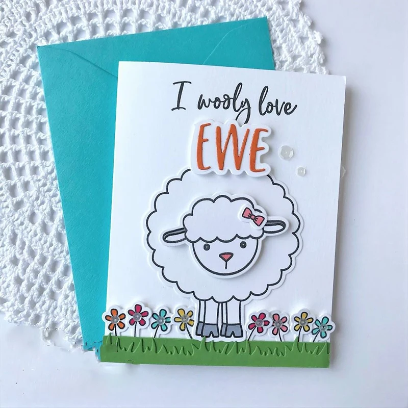

EWE Cute Sheep Transparent Stamp Clear Stamps Cutting Dies for DIY Scrapbooking Paper Cards Making Decorative Crafts Supplies