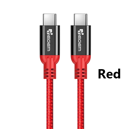 TIEGEM usb type-C кабель 3A USB C-USB-C кабель для samsung Galaxy S9 Xiaomi Быстрая зарядка type-C кабель для Oneplus USB 3,1 шнур - Цвет: Red