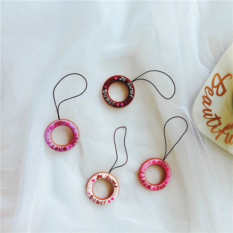 Universal mobile phone lanyard rope Anti-drop rope lanyard Finger Pattern Cellphone Ring Strap cute love donut for DIY U Disk6