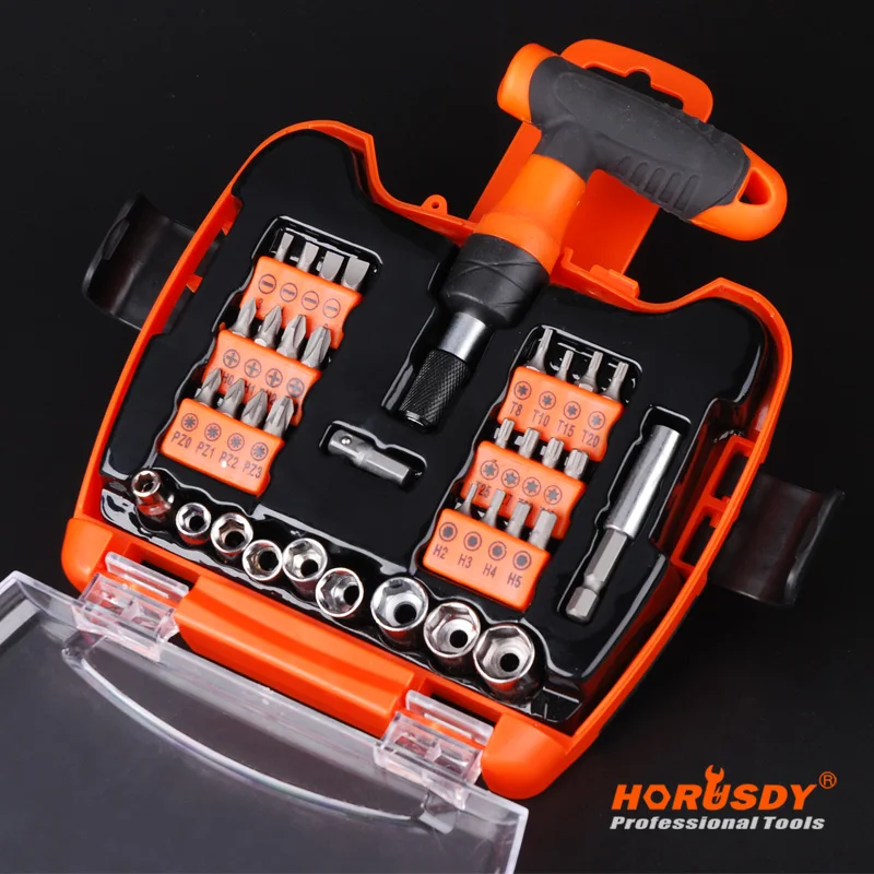 

HORUSDY 36 in 1 Multi-purpose Tool Combination Ratchet T-Handle Screwdriver Bit Socket Set