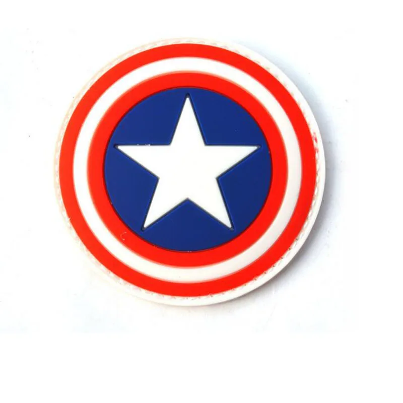 

Tactical Avengers Captain America Captain'S Badge PVC Hook And Ring Wristband Rubber Badge Apparel Hat Bag Accessories