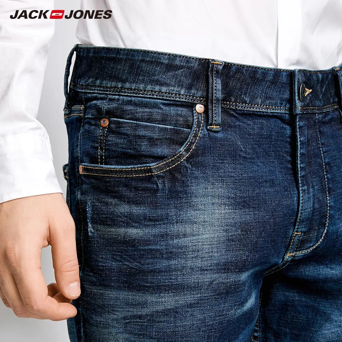 JackJones мужские летние джинсы из лайкры с потертостями свободные деловые
