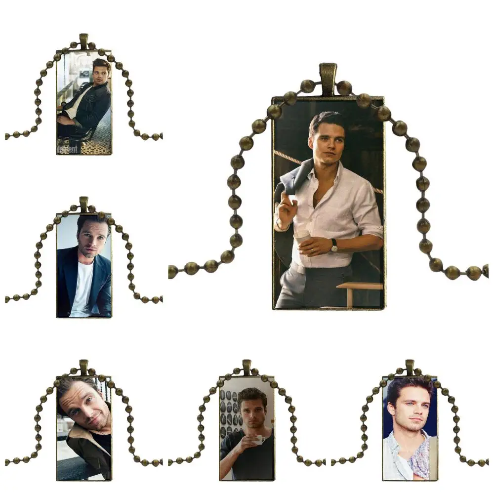 EJ glaze Sebastian Stan ожерелье модная Длинная цепочка с прямоугольным ожерельем