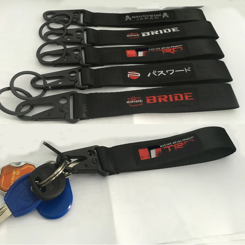 

New Model MOMO JDM Bride Style For TRD Tow Straps Material Smooth Surface Car Key Ring Chain Car Interior Keychain