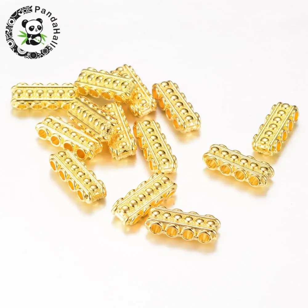 50pcs Golden Color 4 Hole Tibetan Style Alloy Bead Spacer Bars for