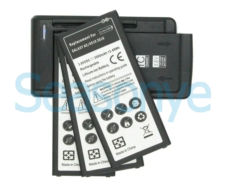 3x3500 мАч EB-BA510ABE Замена Батарея+ Универсальный Зарядное устройство для samsung Galaxy A5() Edition A510 SM-A510F A5100 A51