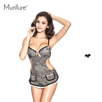 

Munllure V-neck For Fashion Vintage Lace Set Sexy Luxury bra Sleepwear Hot Sale Underwear Women bra set