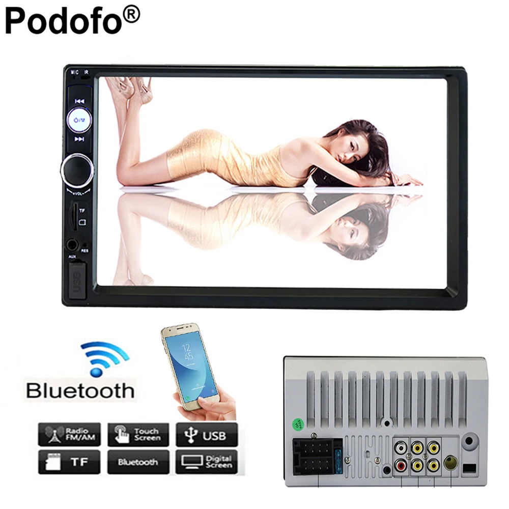 Podofo Car Multimedia Player Universal Car DVD Player 7 Touch Car Radio BT MP5 Car autoradio
