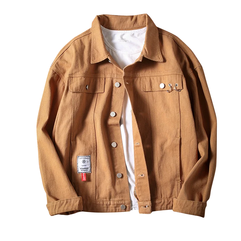 YASUGUOJI New 2019 Japan Style Vintage Jeans Men Jacket Fashion Letter Printed Mens Denim Jacket Streetwear Loose Male Jackets