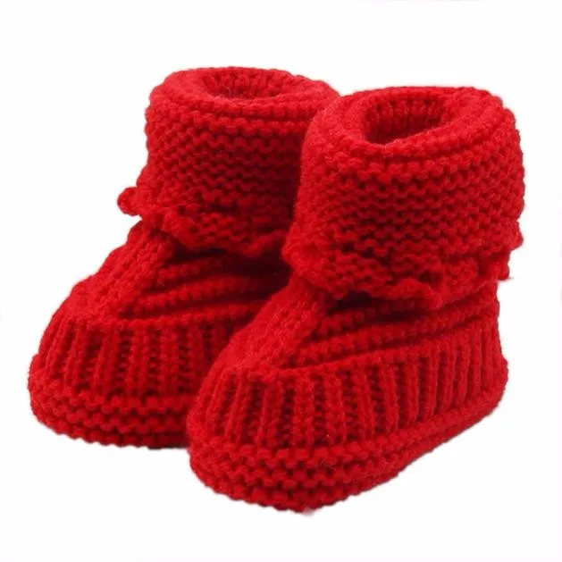 

Toddler baby girl Shoes Solid Wool Knited Newborn Baby Knitting Lace Up Crochet Shoes Buckle Handcraft Shoes