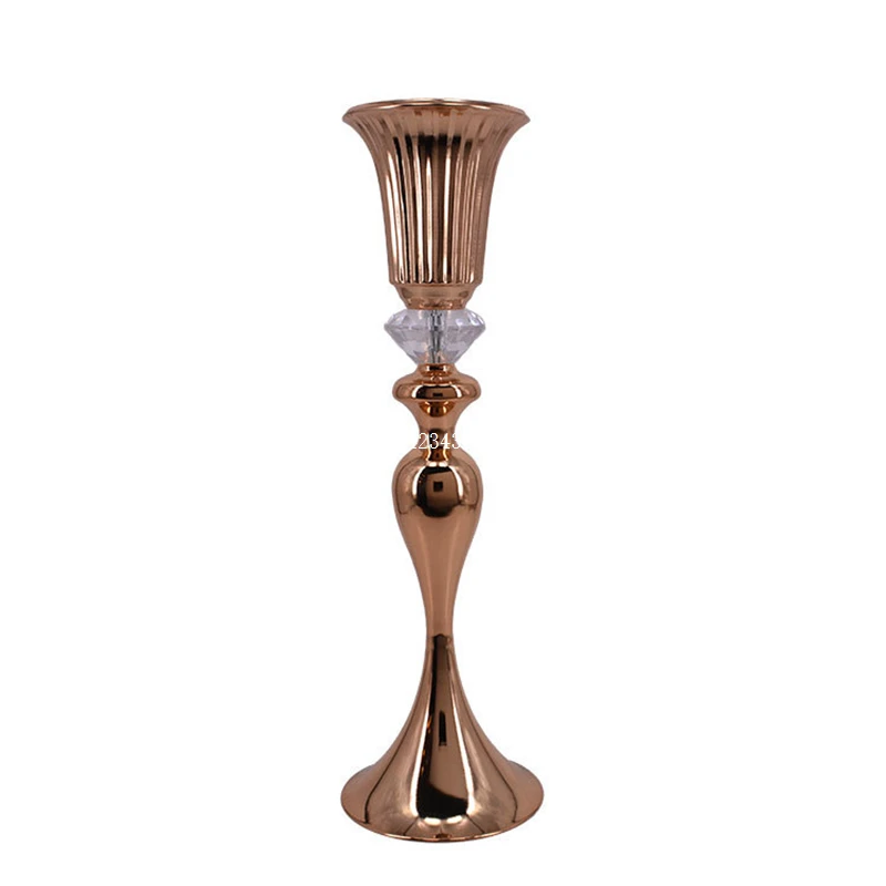

10pcs Wedding Flower Vase Golden Silvery Table Flower Stand for Wedding Decoration Favors Crystal Centerpiece 55cm (21.6")
