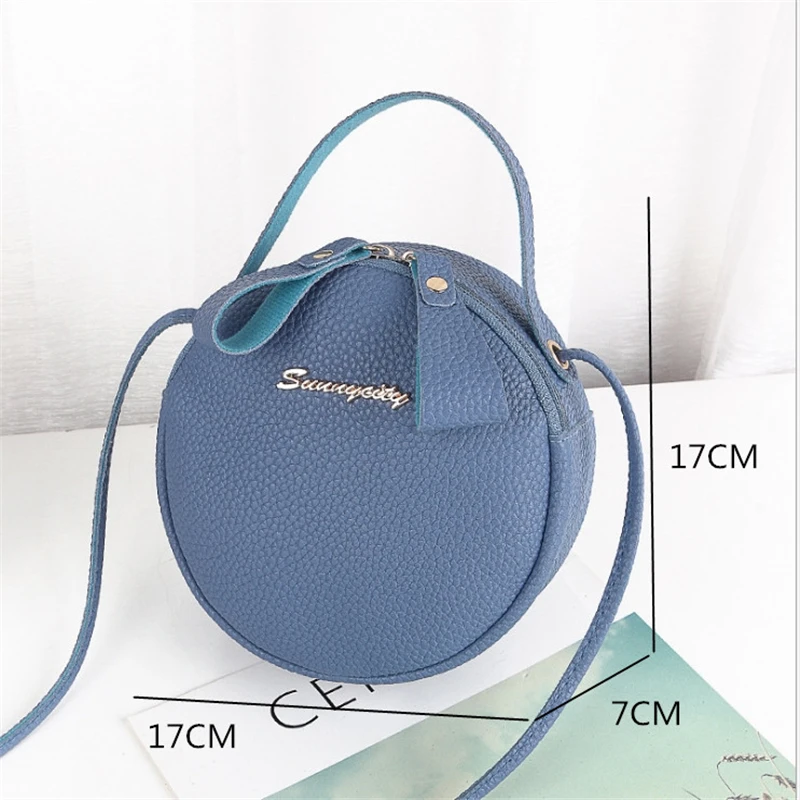  Fashion Women Phone Bag Mini PU Leather Circular Handbag Simple Design Messenger Bags For Women Fem - 32992787018