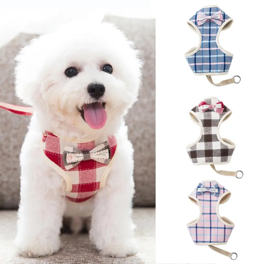 

Plaid Cat Harness Leash Puppy Dog Collar Clothes Vest Kitten Outdoor Pet Supply Useful