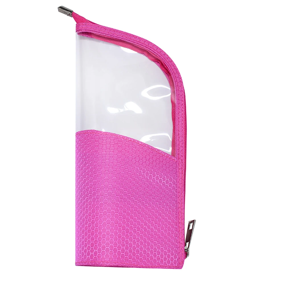 

Half Transparent Pouch Pencil Case Brush Holder Makeup Bag Portable Fashion Zipper Closure Organizer Waterproof Travel Stand-up