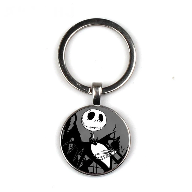 

The Nightmare Before Christmas Cartoon keychain Jack Skellington Movie Poster Gothic Skull Long Chain keychain