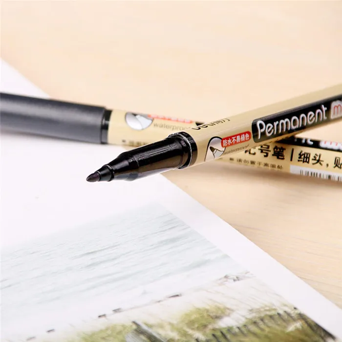 Deli Fast Dry Permanent Oil Marker Pens For Tires CD Fabric Waterproof Drawing Signature Greeting Card Calligraphy Graffiti Pen  (14)