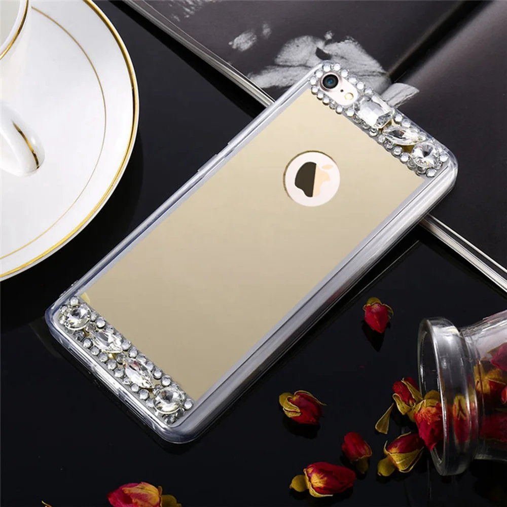 KISSCASE-Phone-Case-For-iPhone-5-5S-SE-6-X-10-Shells-Acrylic-Mirror-Jewelled-Soft(3)