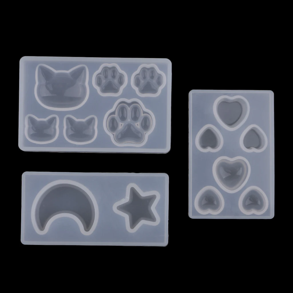 DIY Assorted Shapes Cat,Bear Paw,Moon,Star Style Sugar Craft Silicone Moulds Cake Decor Baking Accessory Chocolate Soap Molds 3D