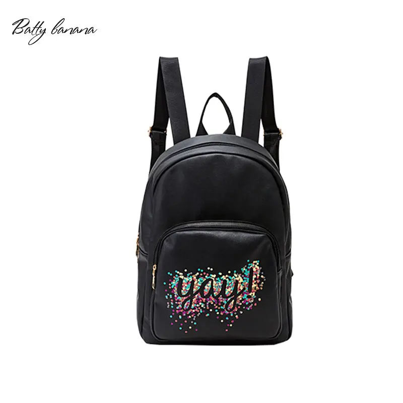

BATTY BANANA Fashion Backpack Female Leather Backpack Sequins School Bags For Teenage Girls Cute Women backpacks
