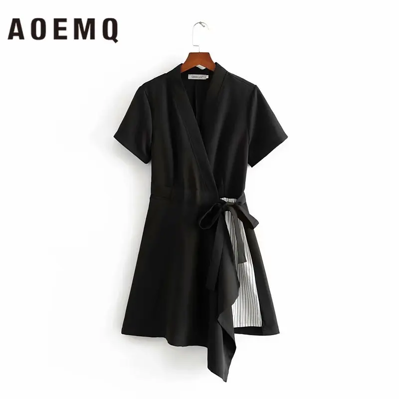 

AOEMQ Sexy Retro Dresses Japan Vintage Splice Dance Party Wear Dresses Martial Arts with Bow-knot Sun-dress for Women's Clothing