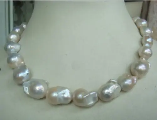 

huij 001842 natural huge Australian south sea white baroque pearl necklace 18inch