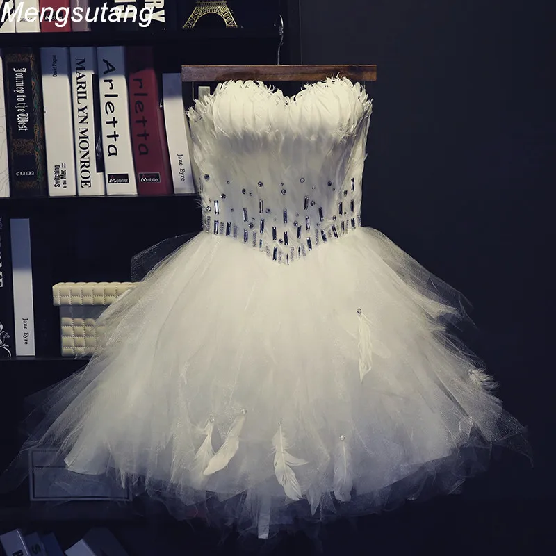 Robe de soiree бальное платье принцессы без бретелек vestido de festa longo перо короткий дизайн букет Выпускные платья вечернее платье