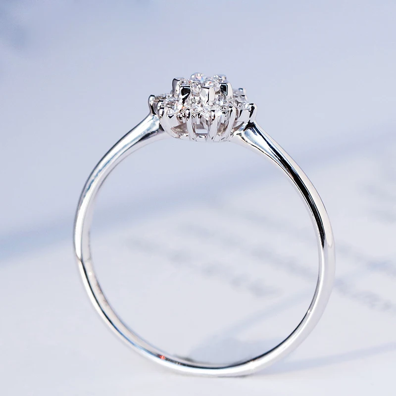 0.32ctw обручальное кольцо с настоящим бриллиантом, установка зубца в стиле пасьянса, 18 К, белое золото для женщин