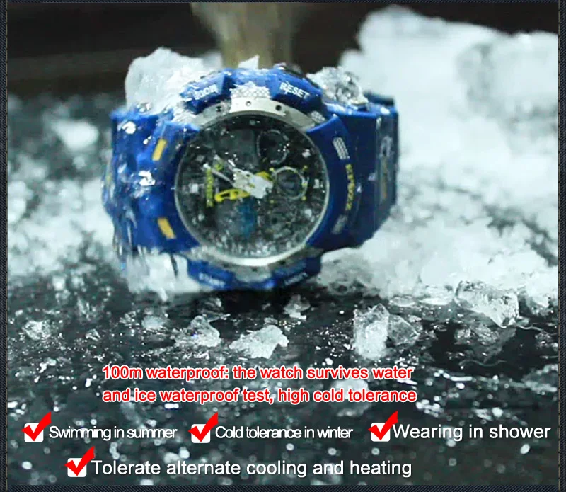 EPOZZ 100 м водонепроницаемые ударопрочные мужские спортивные часы для плавания, Цифровые Аналоговые часы с двойным дисплеем, мужские роскошные часы от ведущего бренда 3001